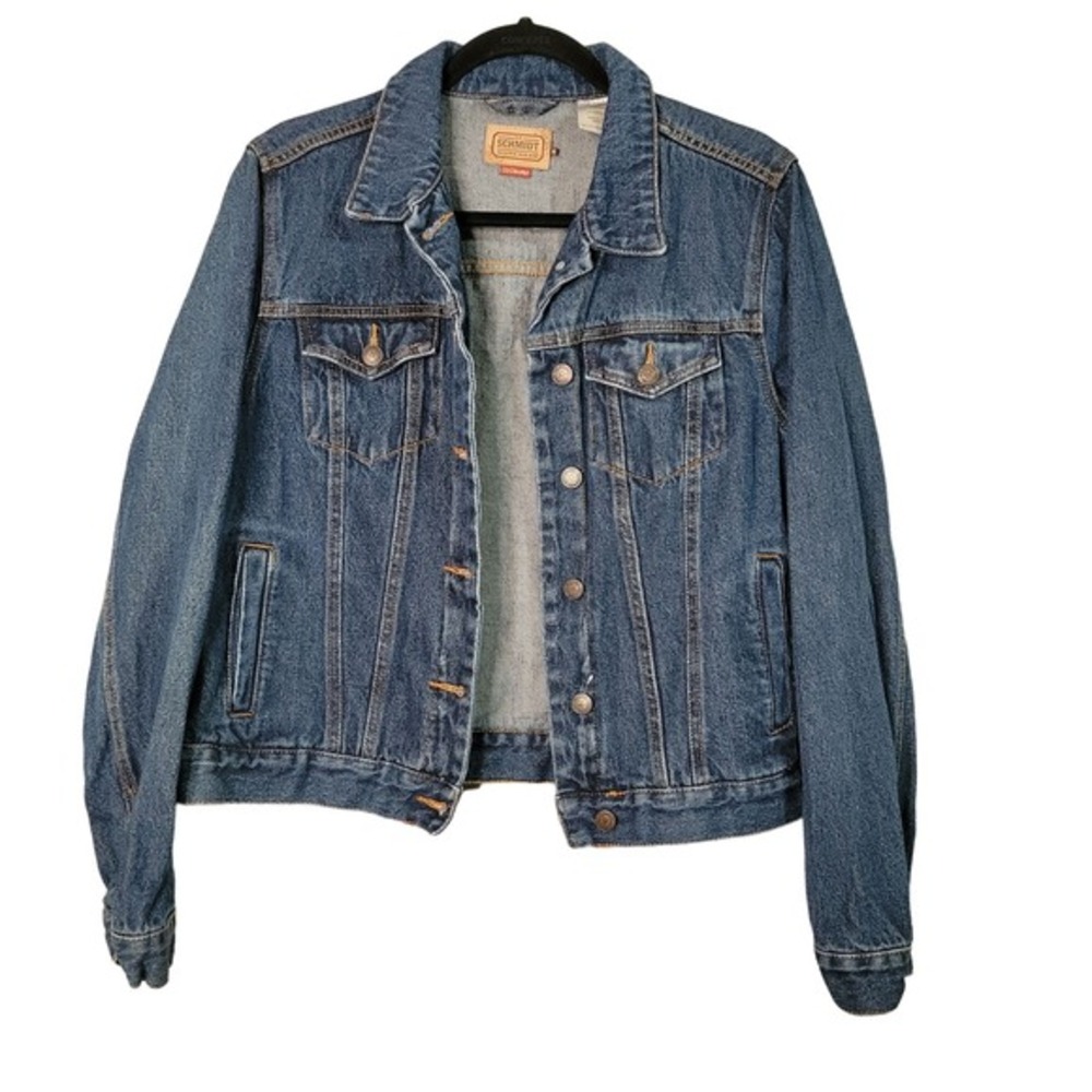 C.E. Schmidt Denim Work Jacket Button Front Utility Jean Jacket Women's M‎